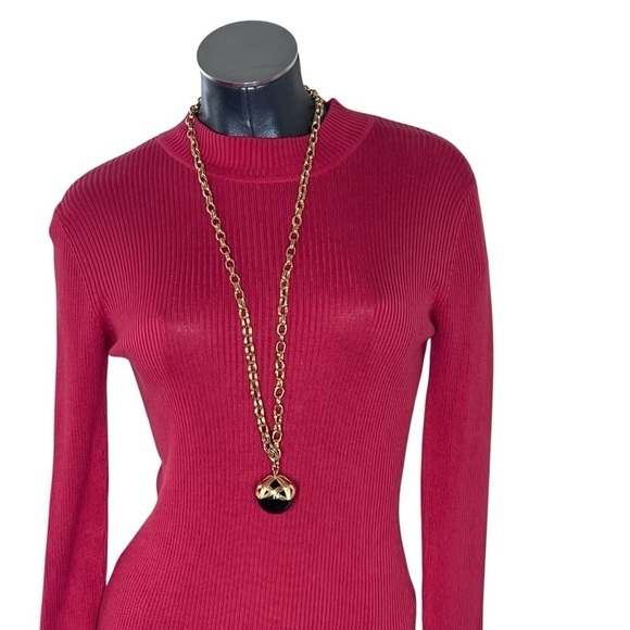 VTG MONET Gold-tone Metal Chain Black Lucite Ball Pendant Runway Necklace 16.5" - Picture 16 of 16